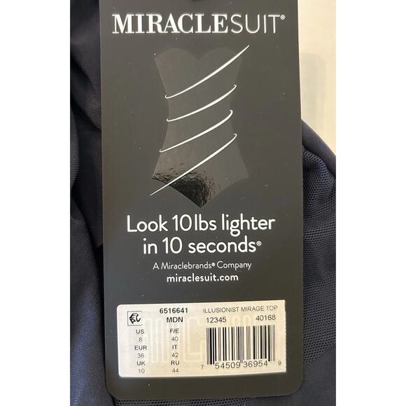 NWT Miraclesuit Size 8 Illusionists Mirage Underwire Tankini Top Midnight Blue - Picture 4 of 5